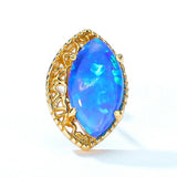 925 Silver Opal Stud Earrings Marquise Vintage Anniversary Gift Jewelry