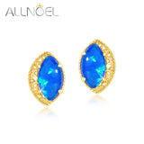 925 Silver Opal Stud Earrings Marquise Vintage Anniversary Gift Jewelry