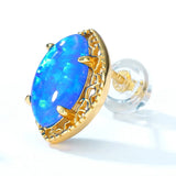 925 Silver Opal Stud Earrings Marquise Vintage Anniversary Gift Jewelry