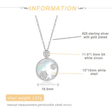 925 Sterling Silver Pendant Shell Zircon Circular Necklace
