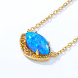 925 Silver Pendant Necklace Opal Vintage Anniversary Jewelry