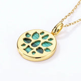 925 Silver Pendant Necklace Malachite Flower Plated Wedding Fine Jewelry