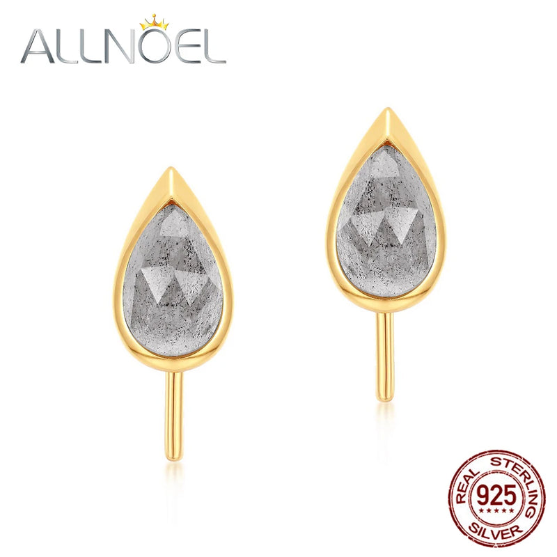 Labradorite Water Drop Earrings, Sterling Silver, Wedding Fine Jewelry