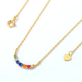 Sterling Silver Necklace Green Nano Zircon Spinel Red Corundum