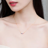 Sterling Silver Necklace Green Nano Zircon Spinel Red Corundum
