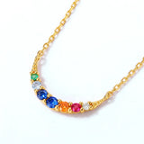 Sterling Silver Necklace Green Nano Zircon Spinel Red Corundum