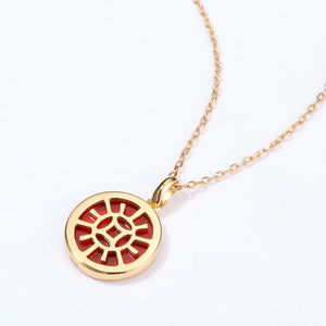 Red Agate Round Pendant Necklace for Women, Fine Jewelry Gift