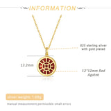 Red Agate Round Pendant Necklace for Women, Fine Jewelry Gift