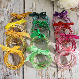 Glitter Jelly Filled Bangle Set Silicone Bracelets