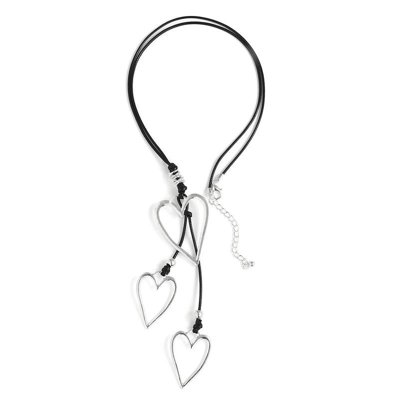 Big Hollow Silver Love Heart Pendant Necklaces