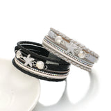 Boho Ethnic Starfish Sea Shell Charm Leather Bracelet Women