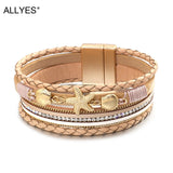 Boho Ethnic Starfish Sea Shell Charm Leather Bracelet Women