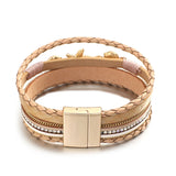 Boho Ethnic Starfish Sea Shell Charm Leather Bracelet Women
