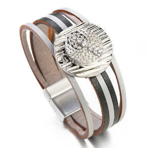 Boho Metal Crystal Wrap Layered Charm Bracelet