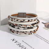 Leopard Print Leather Bracelet for Women Multilayer Wrap Bangle Jewelry