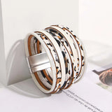 Leopard Print Leather Bracelet for Women Multilayer Wrap Bangle Jewelry