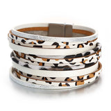 Leopard Print Leather Bracelet for Women Multilayer Wrap Bangle Jewelry