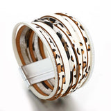 Leopard Print Leather Bracelet for Women Multilayer Wrap Bangle Jewelry
