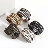 Leopard Print Leather Bracelet for Women Multilayer Wrap Bangle Jewelry