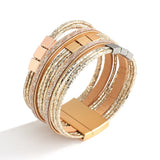 Bohemian Metal Charm Leather Bracelet Wrap Bangle