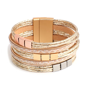 Bohemian Metal Charm Leather Bracelet Wrap Bangle