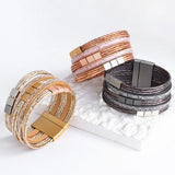 Bohemian Metal Charm Leather Bracelet Wrap Bangle