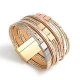 Bohemian Metal Charm Leather Bracelet Wrap Bangle
