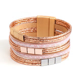 Bohemian Metal Charm Leather Bracelet Wrap Bangle