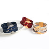 Bohemian Moon Charm Leather Bracelets 6 Row Stars Printed Wrap Bangle