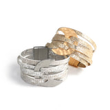 Bohemian Moon Charm Leather Bracelets 6 Row Stars Printed Wrap Bangle