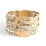 Bohemian Moon Charm Leather Bracelets 6 Row Stars Printed Wrap Bangle