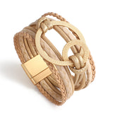 Boho Leather Bracelet Unisex Bangle Multilayer Wrap Jewelry
