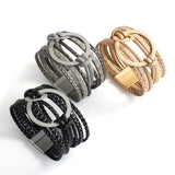 Boho Leather Bracelet Unisex Bangle Multilayer Wrap Jewelry