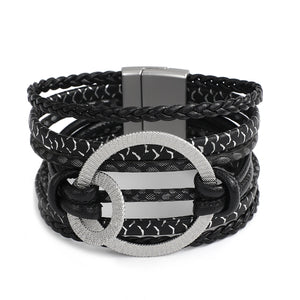 Boho Leather Bracelet Unisex Bangle Multilayer Wrap Jewelry