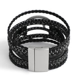 Boho Leather Bracelet Unisex Bangle Multilayer Wrap Jewelry