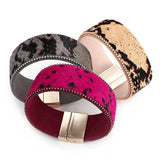 Boho Snake Skin Leather Bracelet Women Wide Wrap Bangle Jewelry
