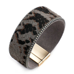 Boho Snake Skin Leather Bracelet Women Wide Wrap Bangle Jewelry