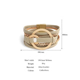 Boho Spliced Wrap Leather Bracelet Circles Charm Wide Bracelet Cuff Bangle