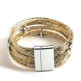 Boho Glitter Leather Bracelet for Women Multilayer Wrap Stars Charm Jewelry