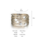 Boho Glitter Leather Bracelet for Women Multilayer Wrap Stars Charm Jewelry