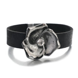 Crystal Charm Leather Bracelet for Women with Magnetic Clasp