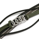 Hollow Circle Leather Bracelet Crystal Chain Cross Wrap