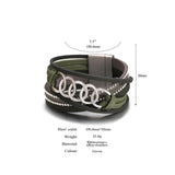 Hollow Circle Leather Bracelet Crystal Chain Cross Wrap