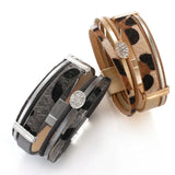 Leopard Leather Bracelets for Women Crystal Bohemian Wide Wrap