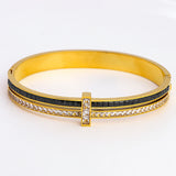 Stainless Steel Bangle Bracelet Zircon Crystal Cuff Party Jewelry