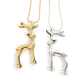 Elk Deer Pendant Necklace for Women Silver Long Chain Clavicle Necklace