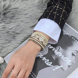 Owl Charm Leather Bracelet Multilayer Braided Wrap Bangle