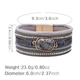 Crystal Charm Leather Bracelet Women's Rhinestone Bangle Wrap Statement Jewelry