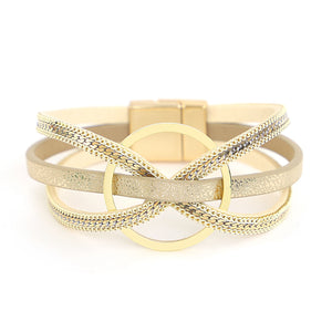 Leather Bracelets for Women Circle Bowknot Wrap Bracelet Charm Jewelry