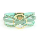 Leather Bracelets for Women Circle Bowknot Wrap Bracelet Charm Jewelry
